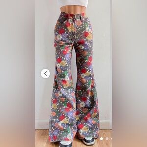 Free People x Wrangler Floral Wide Leg Jeans size 32x34